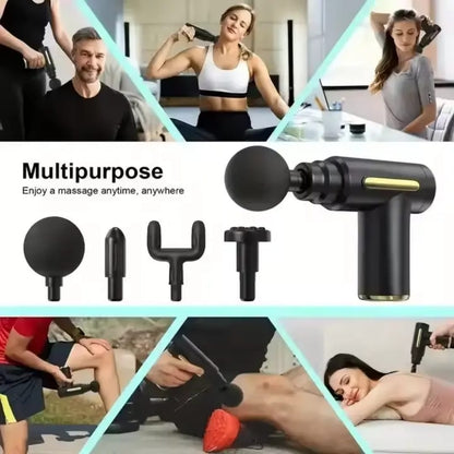 Massage Gun Deep Tissue Fascia Gun Muscle Massager Electric Body Massager for Pain Relief Muscle Recovery Portable Rechargeable Vibration Therapy Gun with Multiple Attachments Adjustable Speed