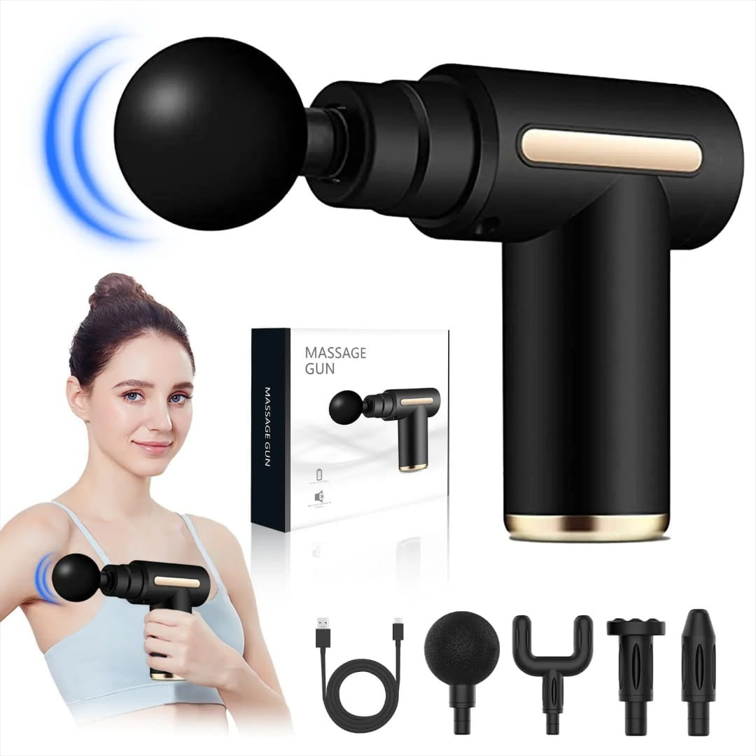 Massage Gun Deep Tissue Fascia Gun Muscle Massager Electric Body Massager for Pain Relief Muscle Recovery Portable Rechargeable Vibration Therapy Gun with Multiple Attachments Adjustable Speed