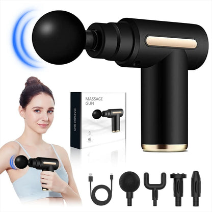 Massage Gun Deep Tissue Fascia Gun Muscle Massager Electric Body Massager for Pain Relief Muscle Recovery Portable Rechargeable Vibration Therapy Gun with Multiple Attachments Adjustable Speed