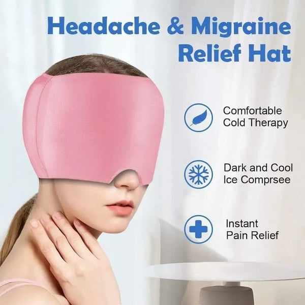 Migraine Relief Cap – Reusable Hot & Cold Therapy Head Wrap for Headache, Migraine, Sinus Pain & Stress Relief
