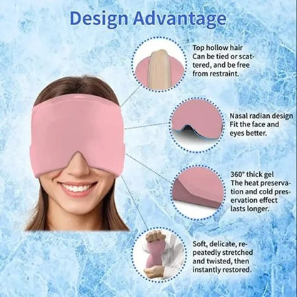 Migraine Relief Cap – Reusable Hot & Cold Therapy Head Wrap for Headache, Migraine, Sinus Pain & Stress Relief