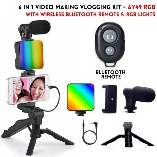 Professional Vlogging Kit with LED Fill Light, Microphone & Phone Tripod – Complete Smartphone Video Recording Kit