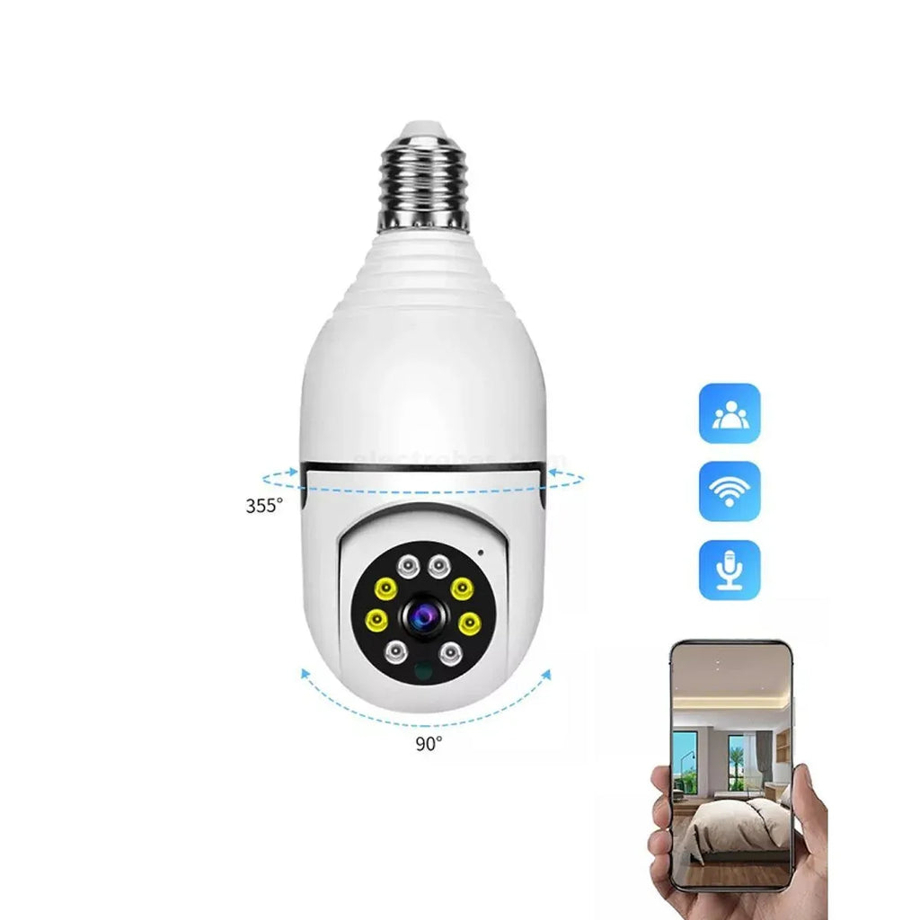 Bulb Holder Security Camera WiFi 360° Panoramic CCTV Camera with Night Vision, Motion Detection & Two-Way Audio