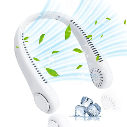 Portable Hanging Neck Fan – USB Rechargeable Hands-Free Personal Cooling Fan with Adjustable Speed Settings