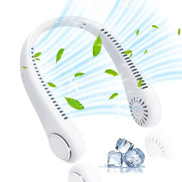 Portable Hanging Neck Fan – USB Rechargeable Hands-Free Personal Cooling Fan with Adjustable Speed Settings
