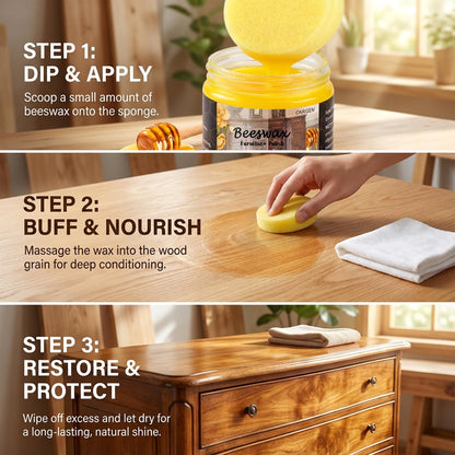 Natural Beeswax Furniture Polish – Wood Seasoning Wax for Furniture Care, Shine & Scratch Protection